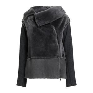 Transit Teddy Coat Lambskin Shearling Wool Grey Funnel Neck Zipper 2